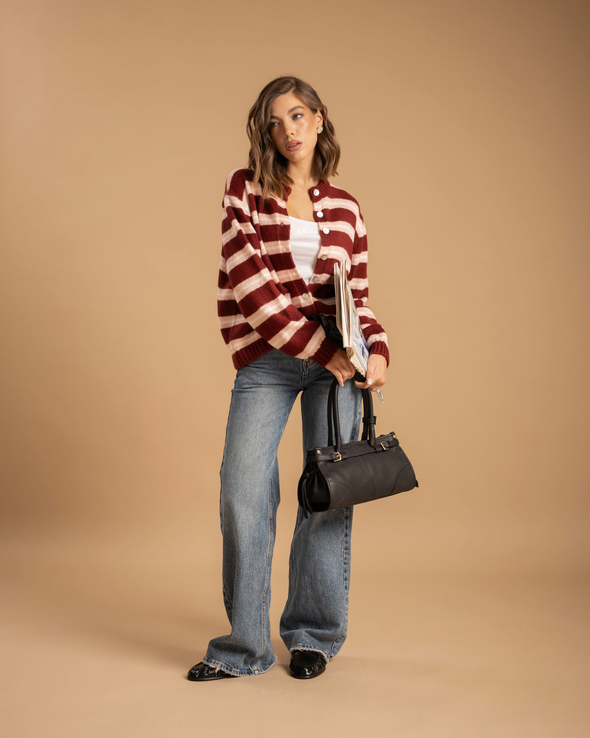 Cardigan in lana a righe - 21687