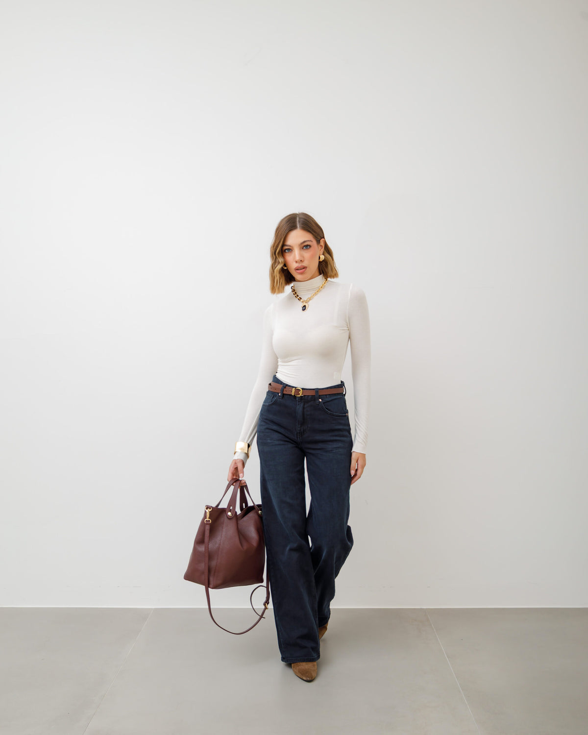 Borsa in pelle OLIVIA bordeaux - LOVING BAGS
