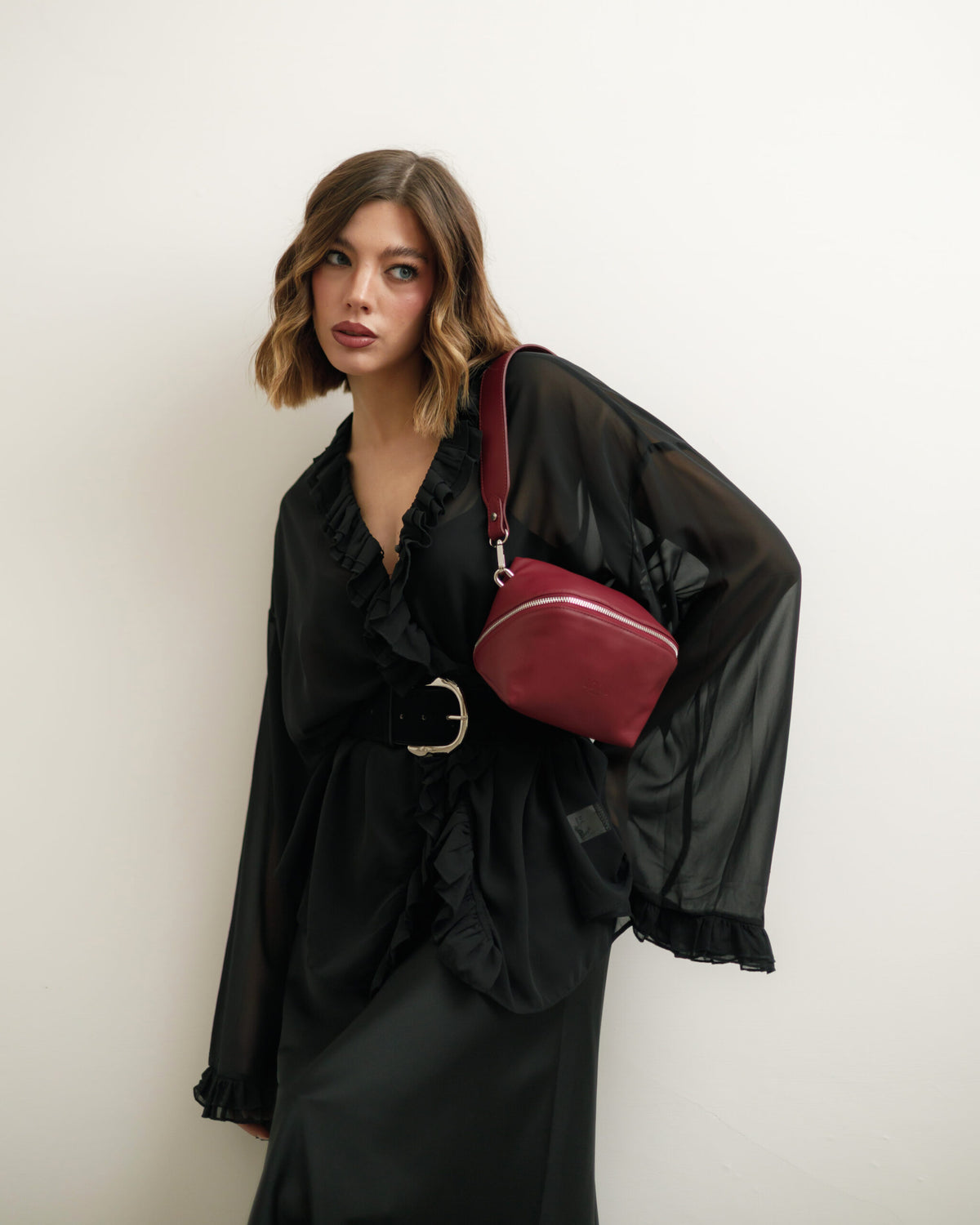 Borsa in pelle ALMA bordeaux - LOVING BAGS