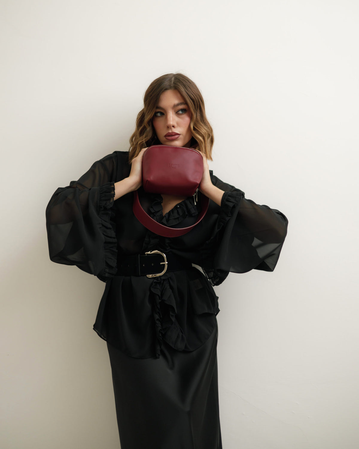 Borsa in pelle ALMA bordeaux - LOVING BAGS