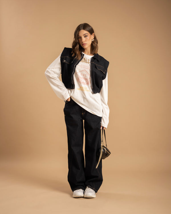 Maglia in cotone con stampa BIANCA - H16133