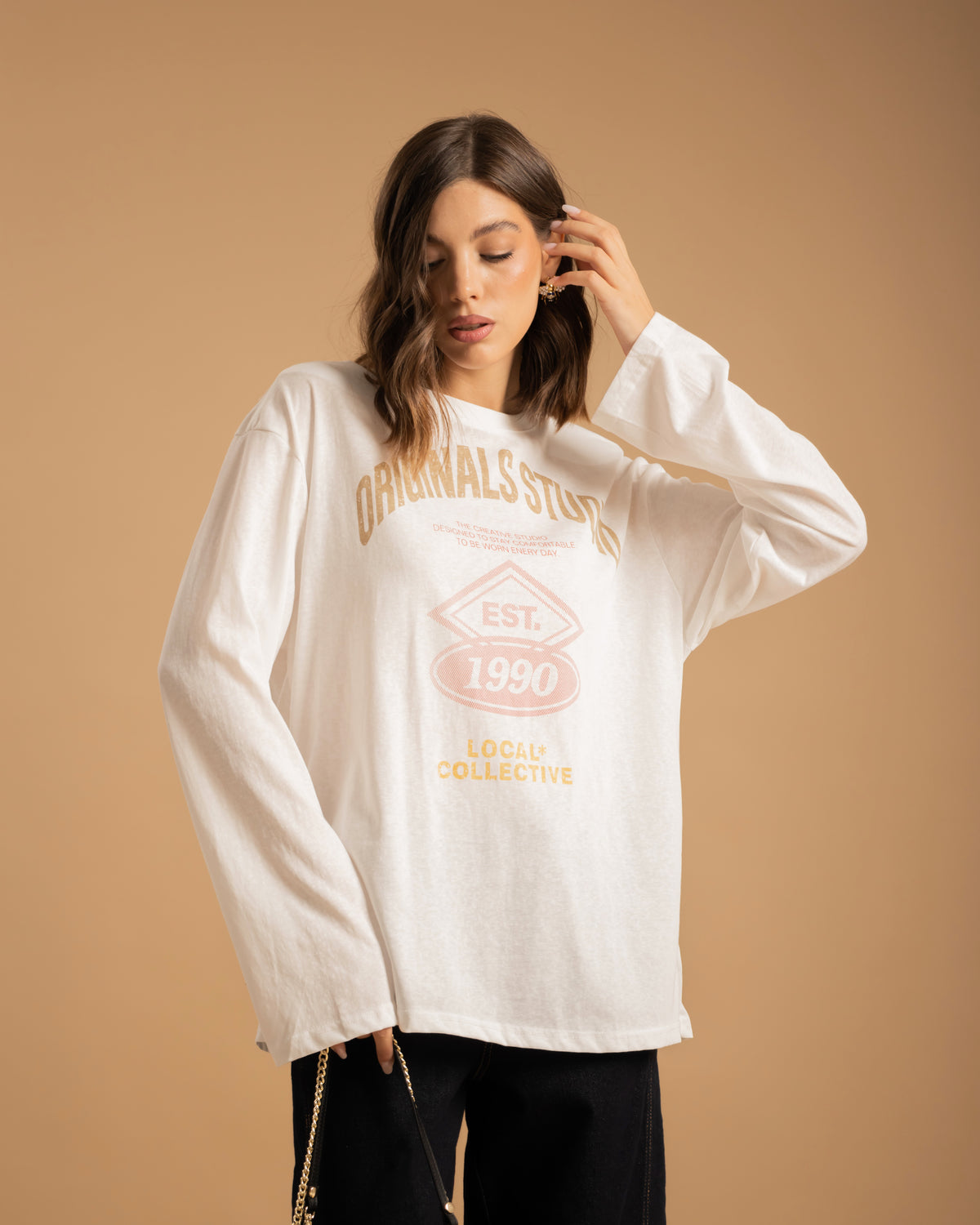 Maglia in cotone con stampa BIANCA - H16133