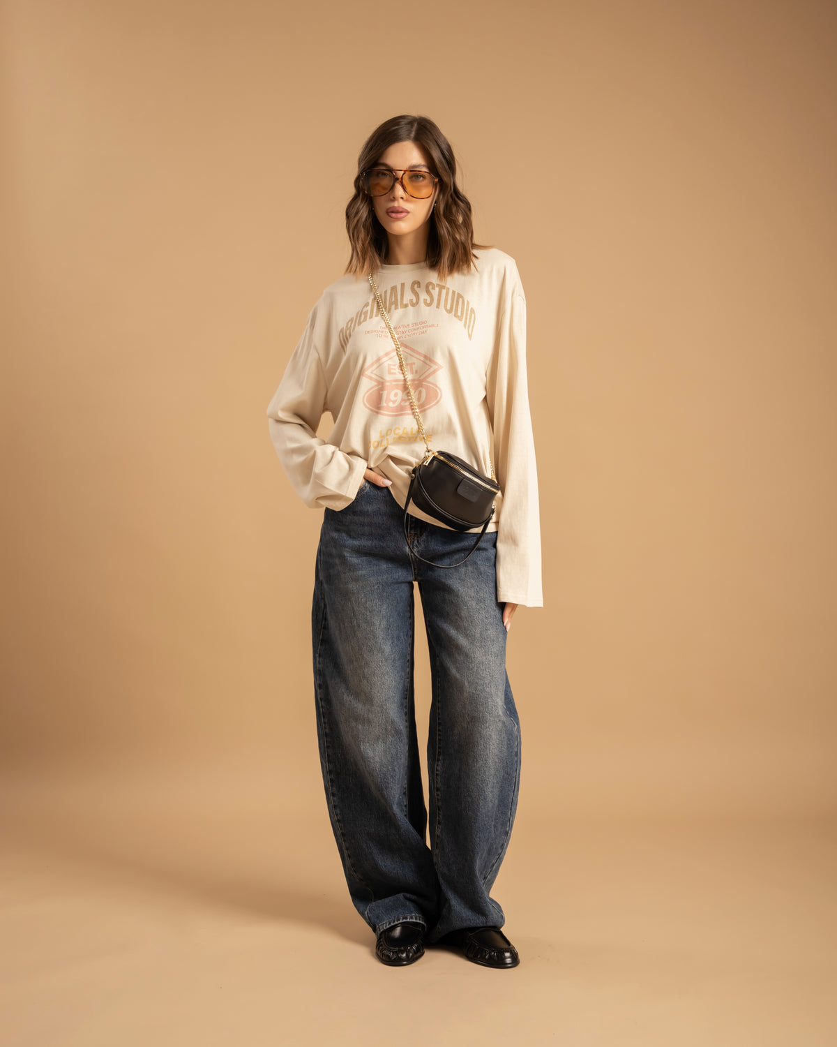 Maglia in cotone con stampa BEIGE - H16133
