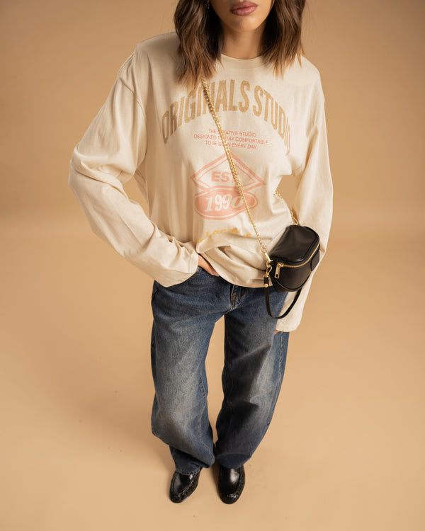 Maglia in cotone con stampa BEIGE - H16133