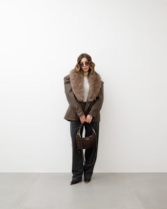 Giacca in finta pelle con eco-fur - PU12317