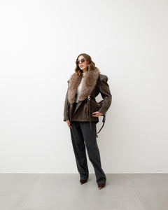 Giacca in finta pelle con eco-fur - PU12317