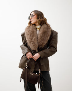 Giacca in finta pelle con eco-fur - PU12317