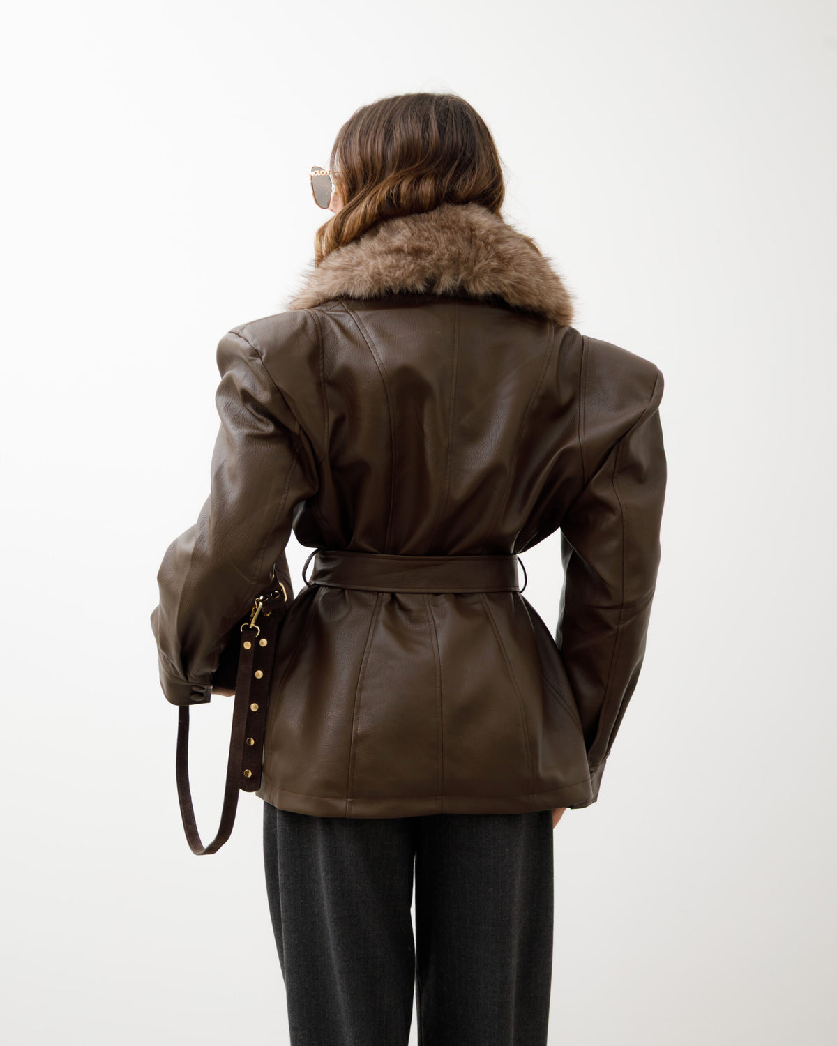Giacca in finta pelle con eco-fur - PU12317