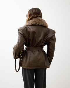 Giacca in finta pelle con eco-fur - PU12317