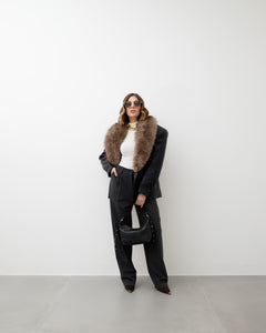 Giacca in finta pelle con eco-fur - PU12317
