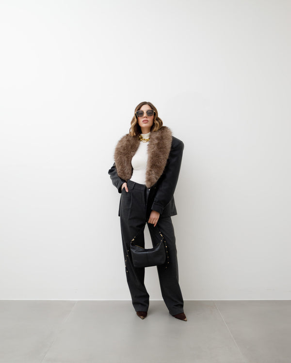 Giacca in finta pelle con eco-fur - PU12317