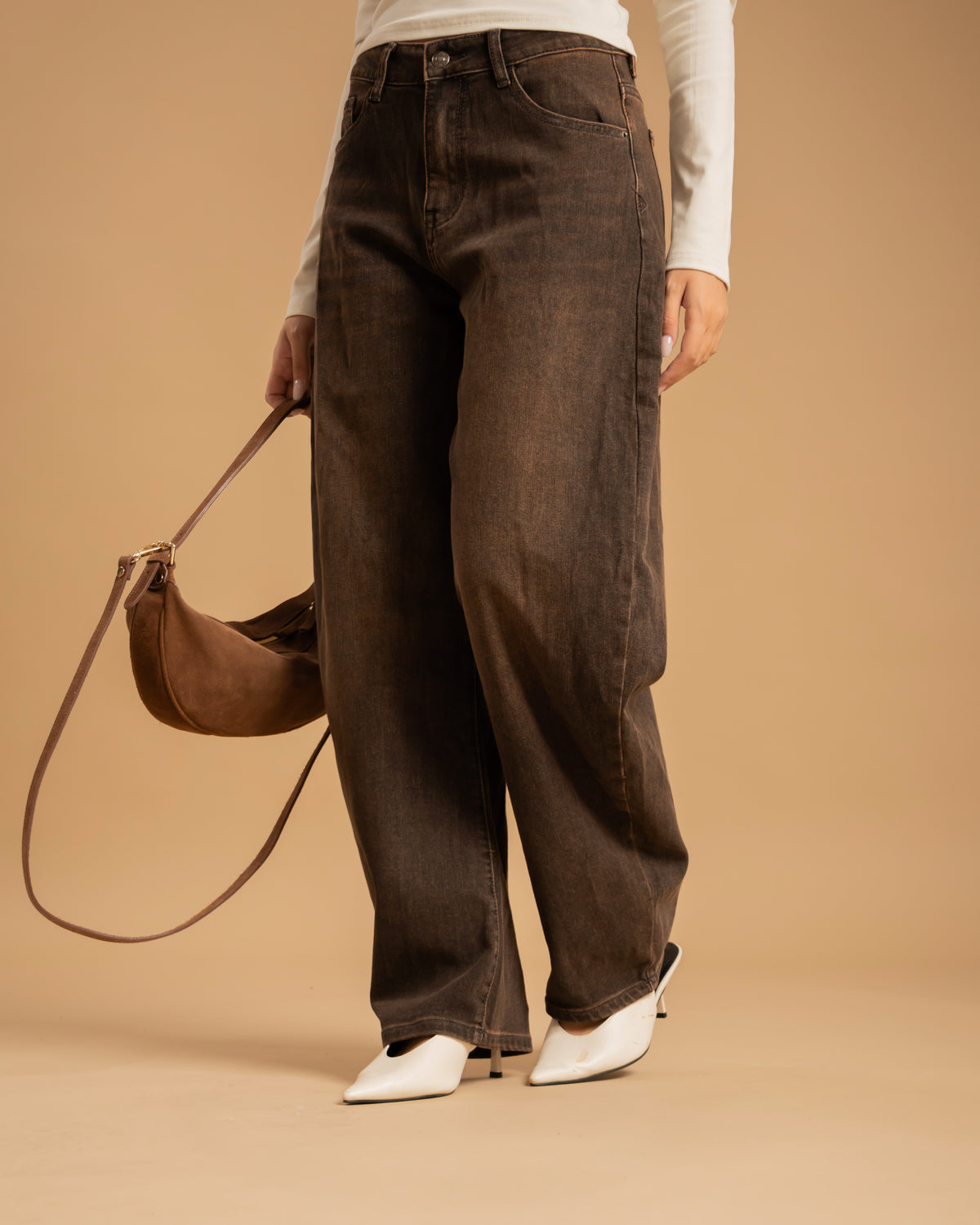 Jeans ballon marrone - F32913