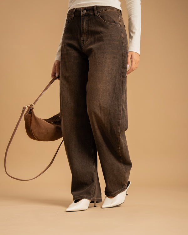 Jeans ballon marrone - F32913