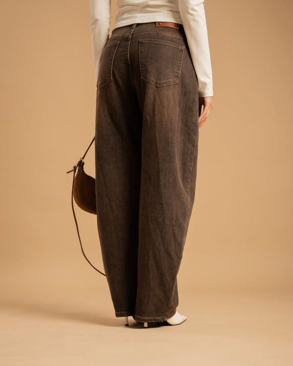 Jeans ballon marrone - F32913