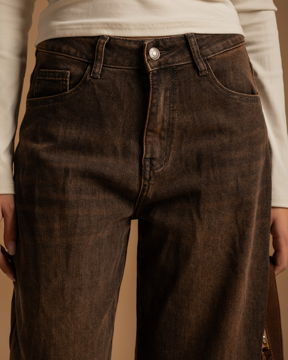 Jeans ballon marrone - F32913