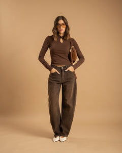Jeans ballon marrone - F32913