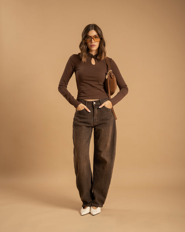 Jeans ballon marrone - F32913
