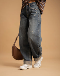 Jeans ballon con piega - H5780