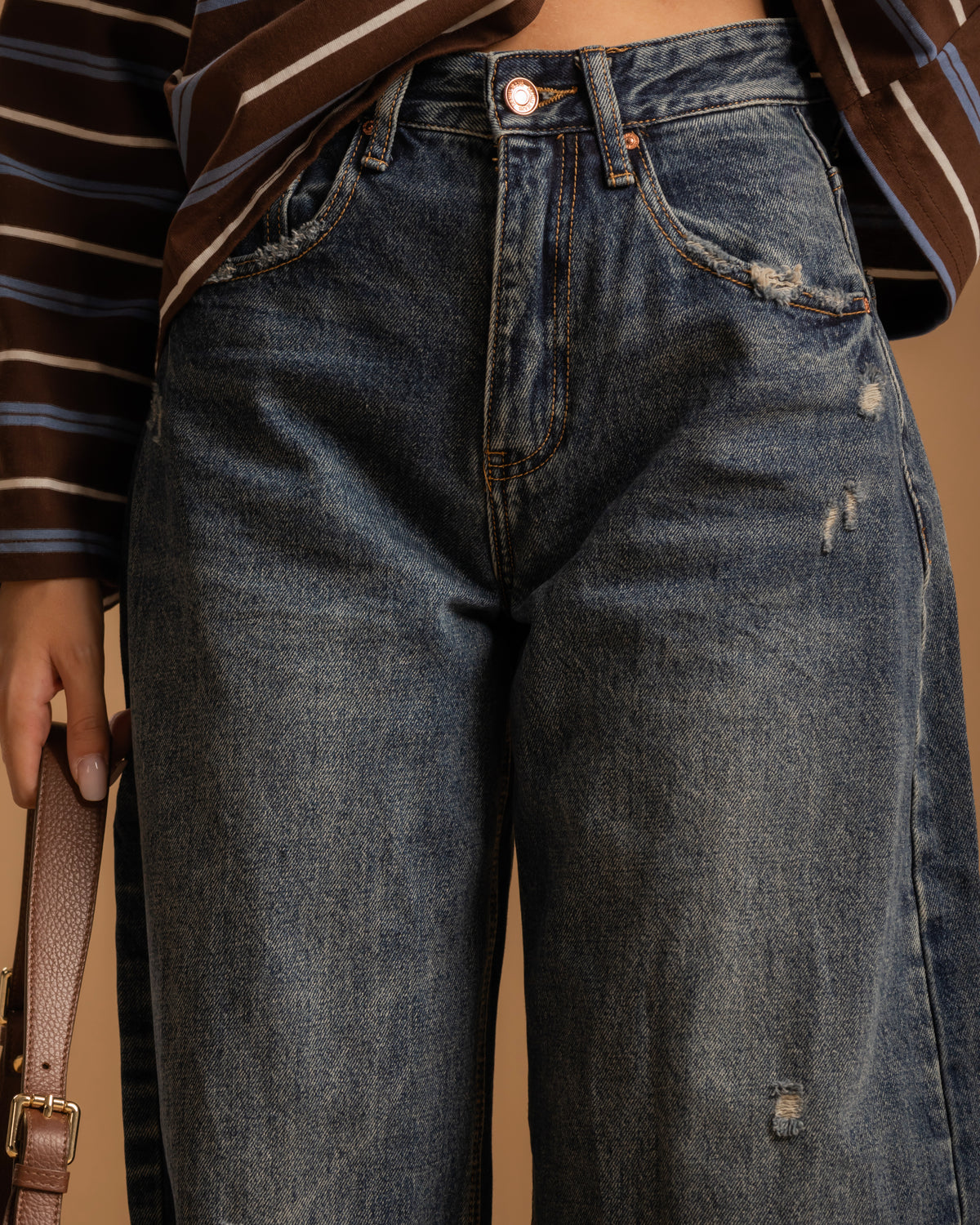 Jeans ballon con piega - H5780