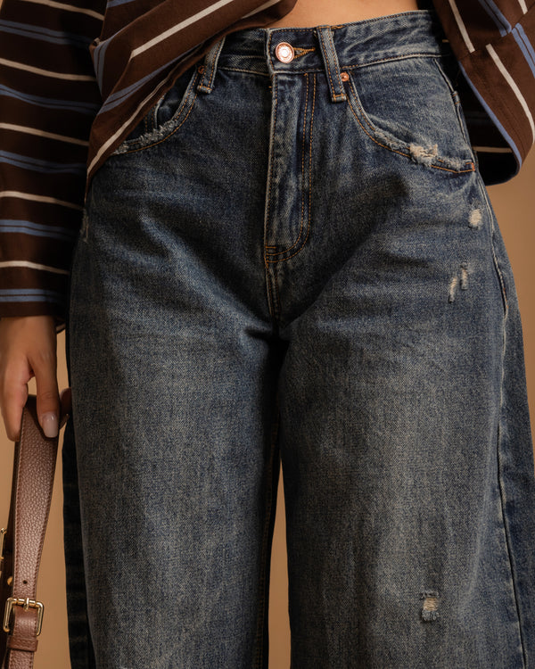 Jeans ballon con piega - H5780