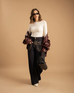 Jeans ampi con ricami - H5927
