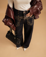 Jeans ampi con ricami - H5927