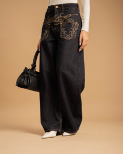 Jeans ampi con ricami - H5927