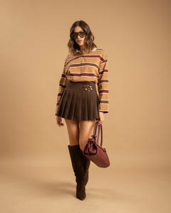 Minigonna shorts a pieghe - V6011