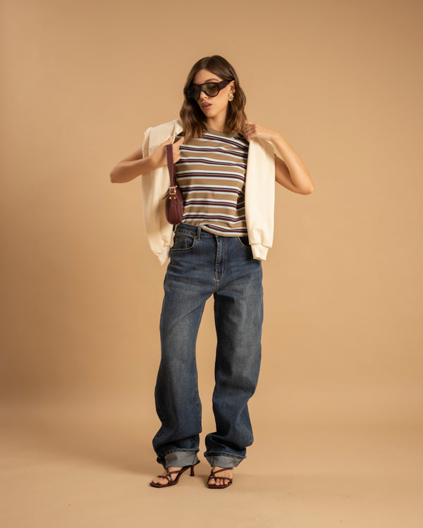 T-shirt aderente a righe - 5824