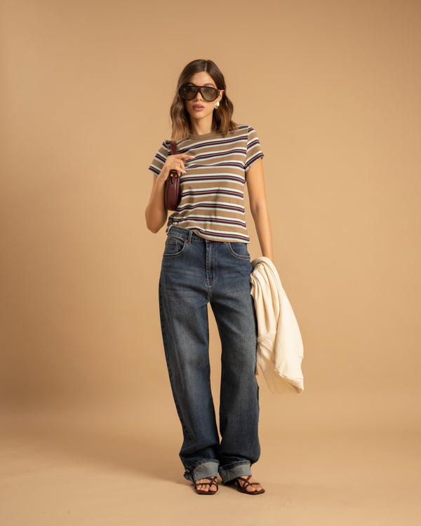 T-shirt aderente a righe - 5824