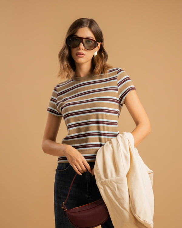 T-shirt aderente a righe - 5824