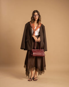 Gonna satin e pizzo MARRONE - 9793
