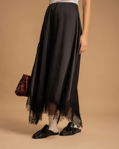 Gonna satin e pizzo NERA - 9793