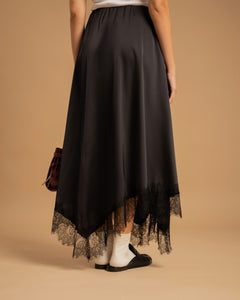 Gonna satin e pizzo NERA - 9793