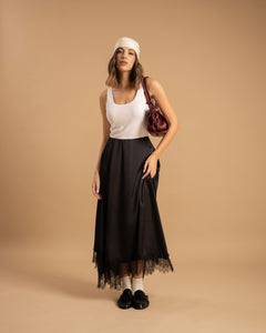 Gonna satin e pizzo NERA - 9793