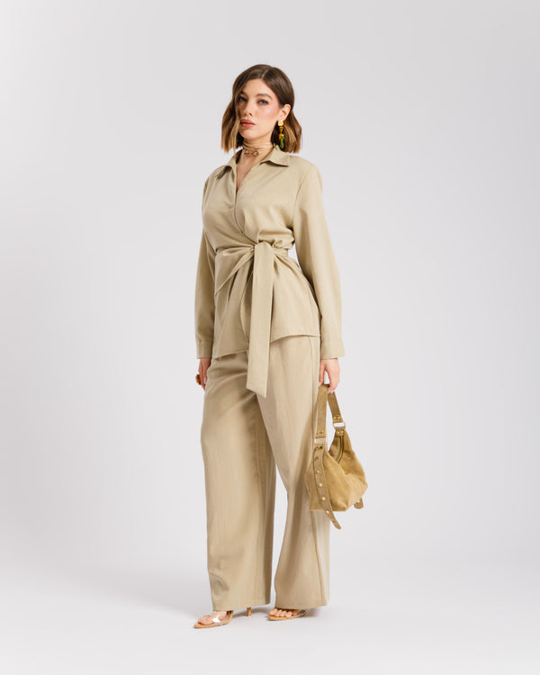 Coord set con camicia da annodare - PF531
