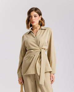 Coord set con camicia da annodare - PF531