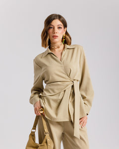 Coord set con camicia da annodare - PF531