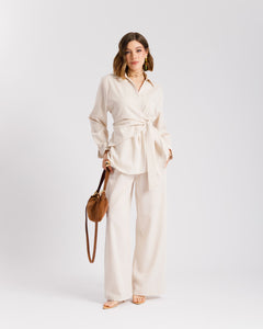 Coord set con camicia da annodare - PF531