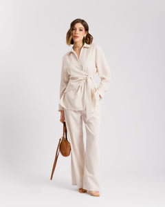 Coord set con camicia da annodare - PF531