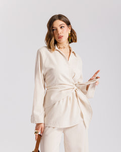 Coord set con camicia da annodare - PF531