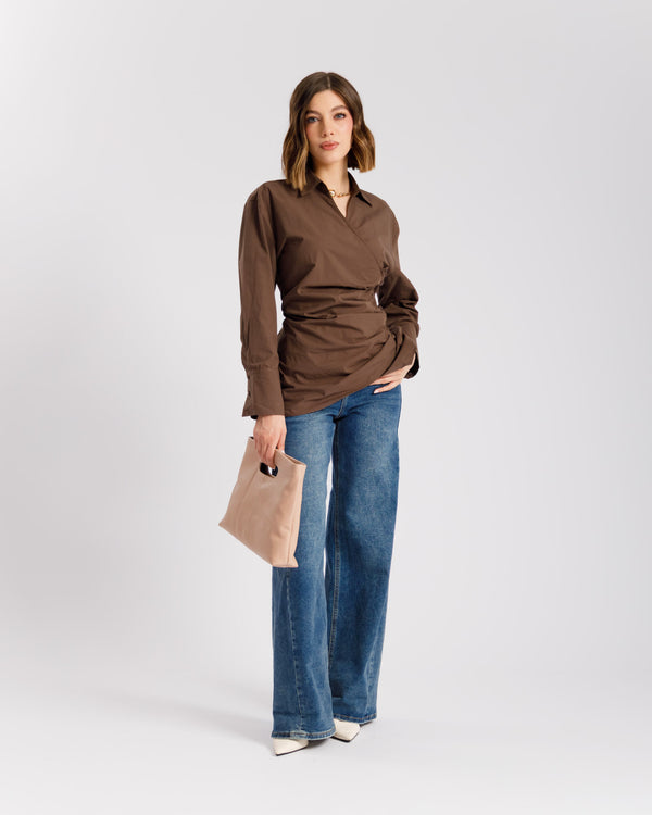 Camicia in cotone con incrocio - PF556 slcb