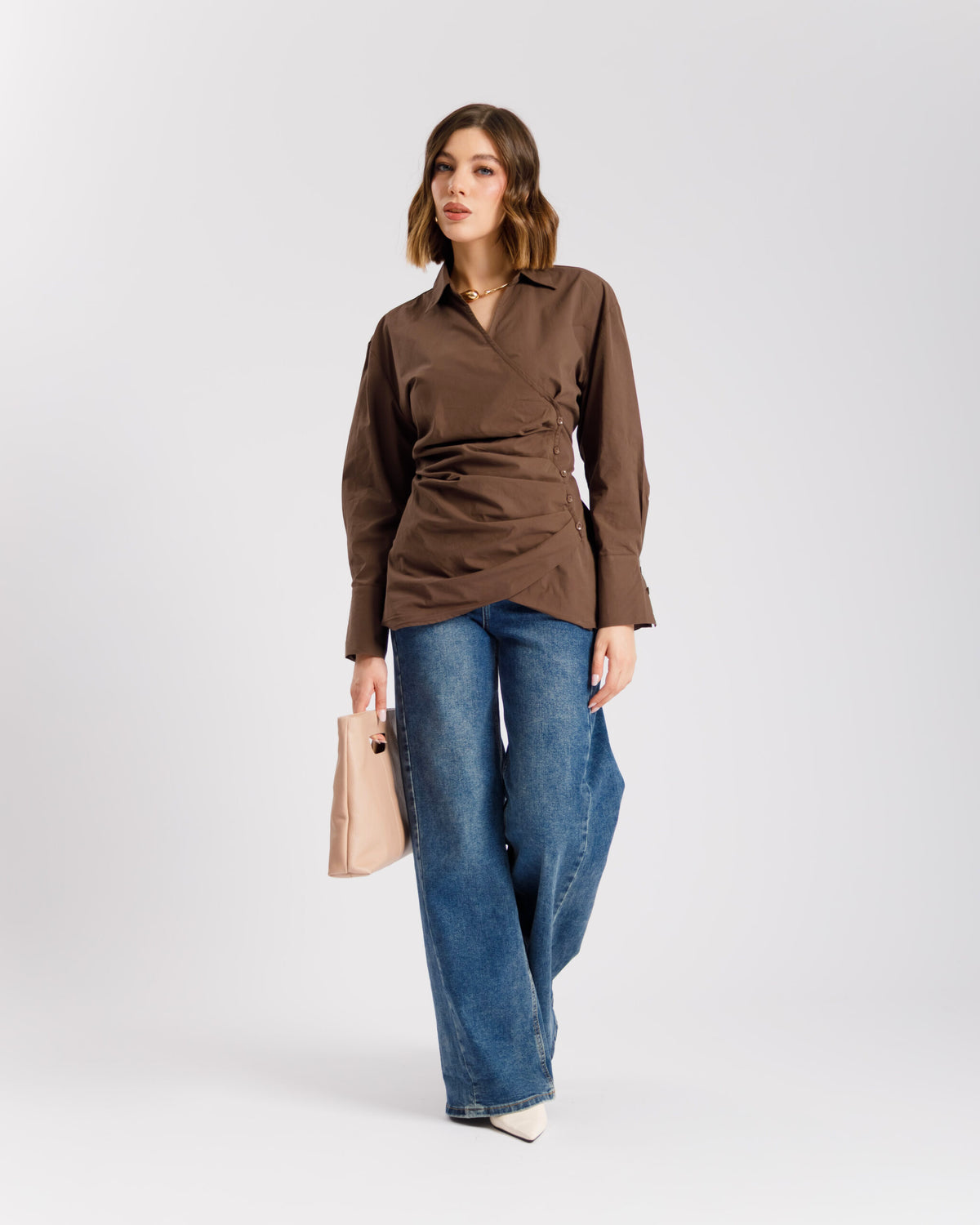 Camicia in cotone con incrocio - PF556 slcb