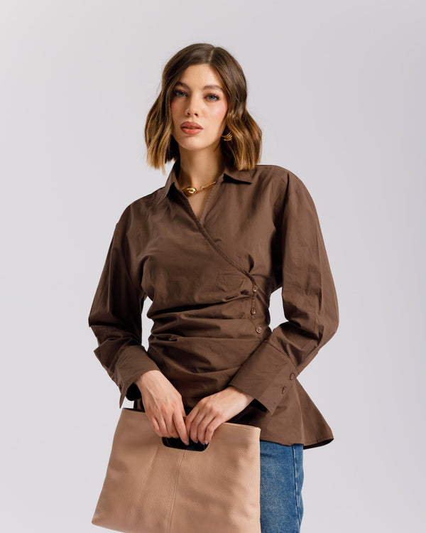 Camicia in cotone con incrocio - PF556 slcb