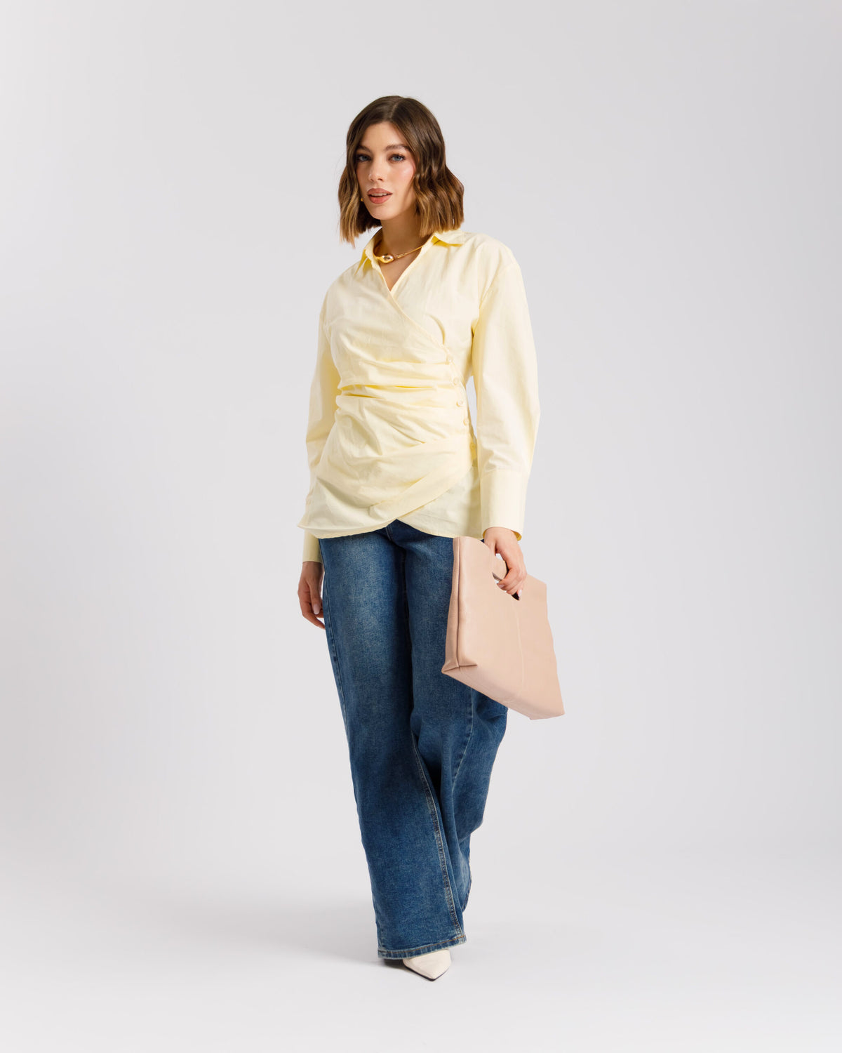 Camicia in cotone con incrocio - PF556 slcb