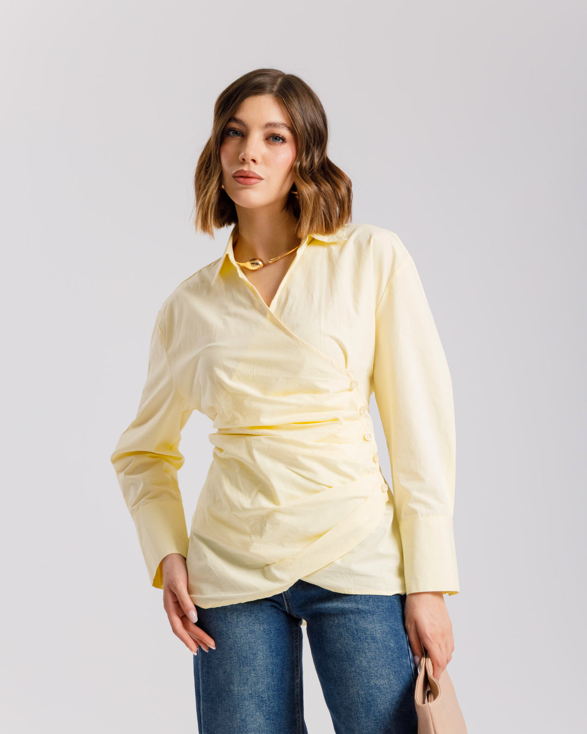 Camicia in cotone con incrocio - PF556 slcb