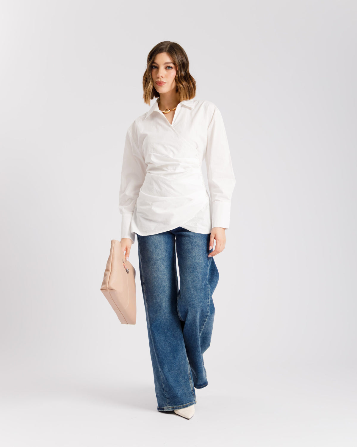 Camicia in cotone con incrocio - PF556 slcb