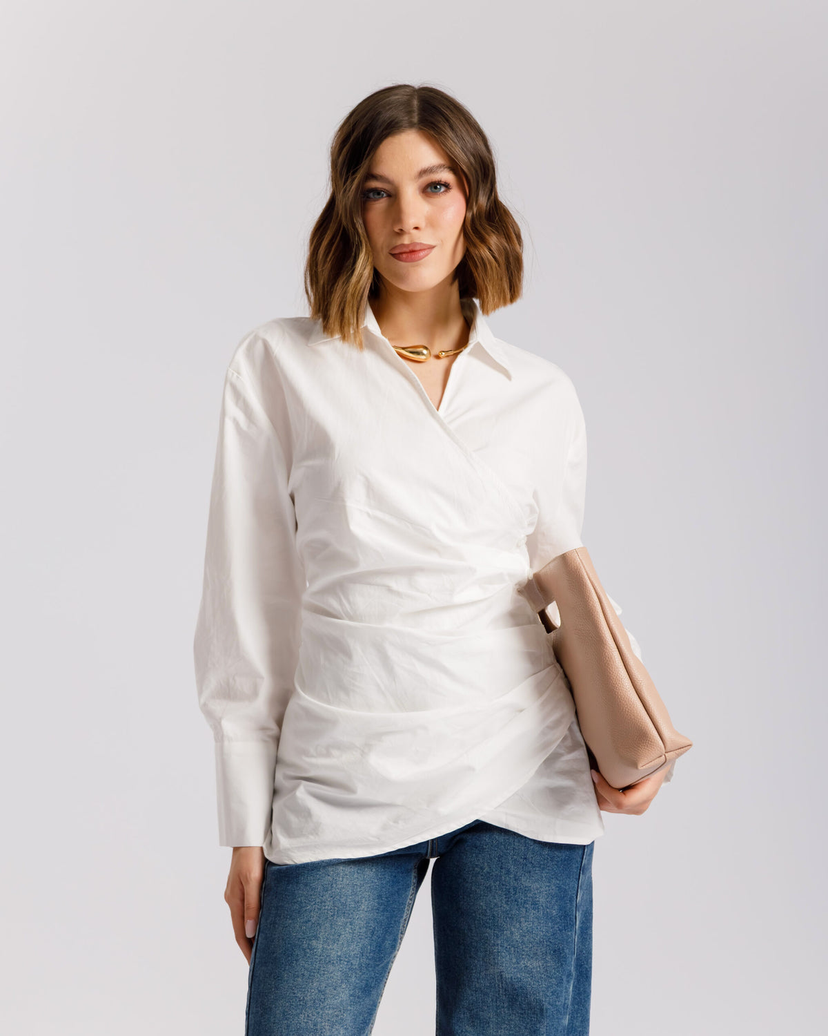 Camicia in cotone con incrocio - PF556 slcb
