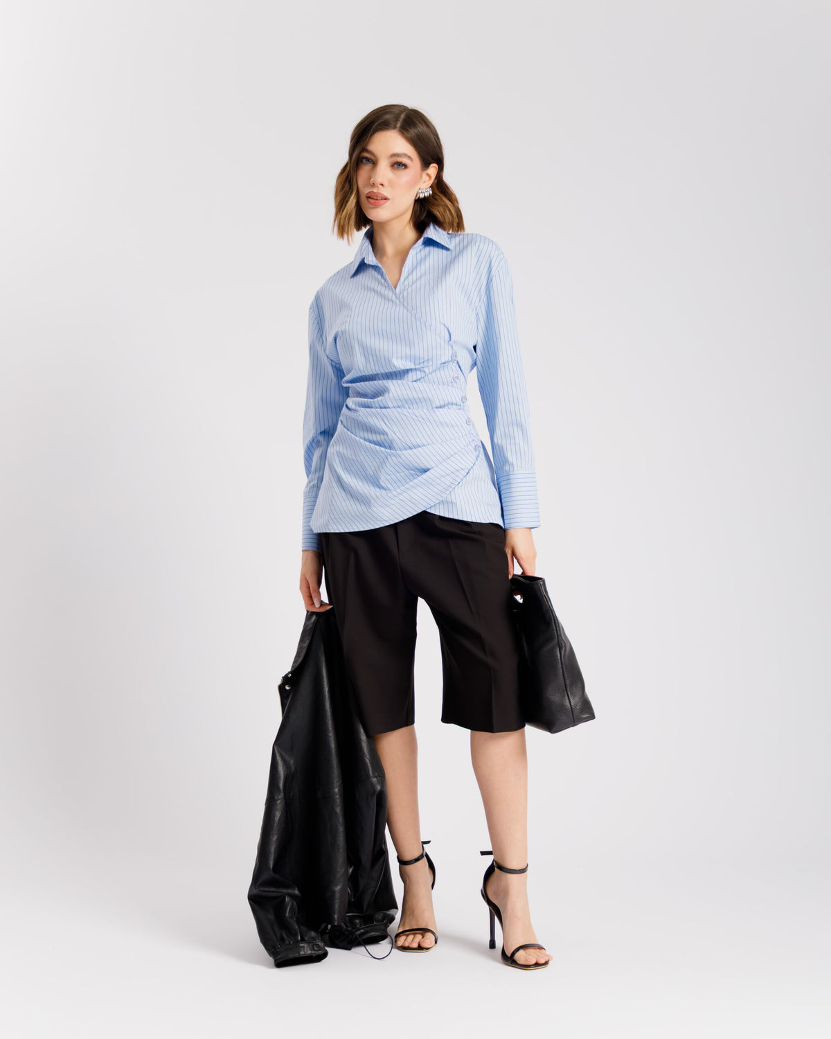 Camicia in cotone con incrocio a righe  - PF556 slc