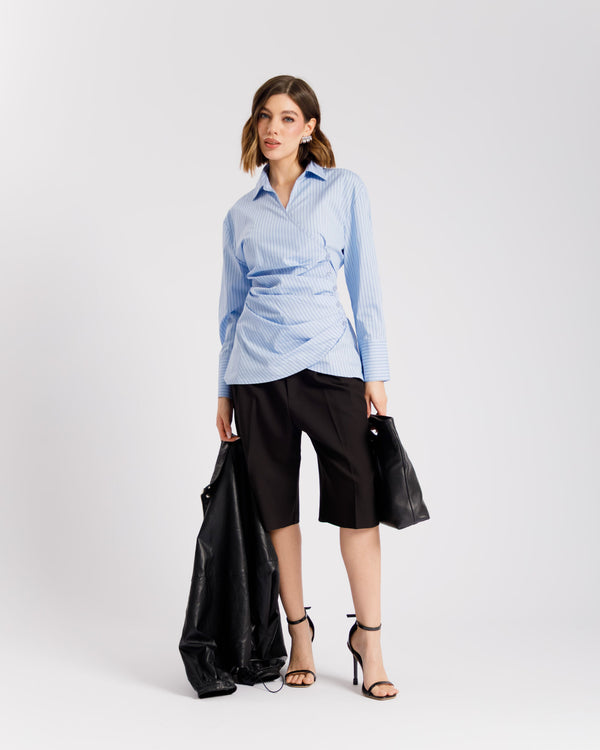 Camicia in cotone con incrocio a righe  - PF556 slc